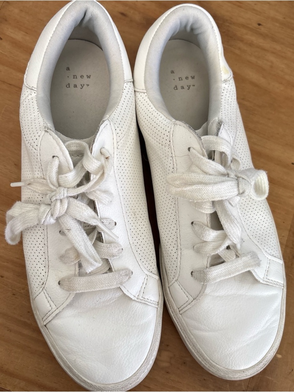 a new day White Perforated Casual Lace-Up Sneakers